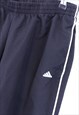 VINTAGE ADIDAS WATERPROOF JOGGERS BLACK WIDE LEG 90S