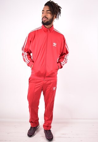 ADIDAS MENS VINTAGE FULL TRACKSUIT MEDIUM RED 90S