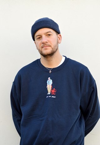 DAVID ATTENBOROUGH PLANET EMBROIDERED NAVY SWEATSHIRT