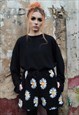 DAISY FLEECE JOGGERS DETACHABLE HANDMADE FLORAL OVERALLS