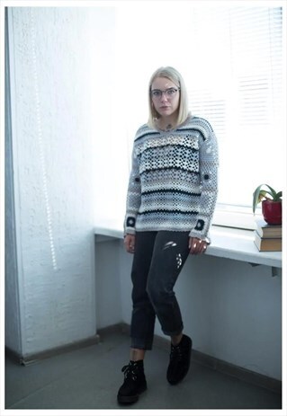 VINATGE 70'S STRIPPED CROCHET JUMPER