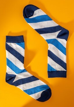 Soft blue striped Egyptian cotton men's socks