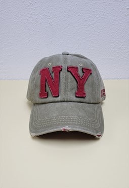 NY Embroidery Khaki Adjustable Truck Baseball Cap 