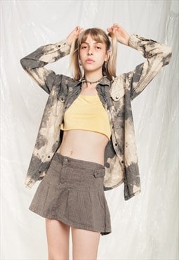 Vintage Crocker Shirt 90s Reworked Tie Dye Top in Grey