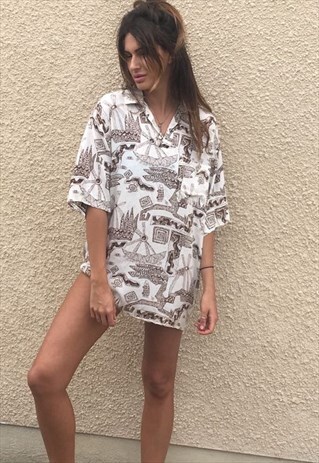 PATTERNED OVERSIZED RETRO VINTAGE UNISEX FESTIVAL SHIRT