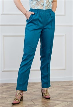 Turquoise pants vintage green trousers tapered leg L