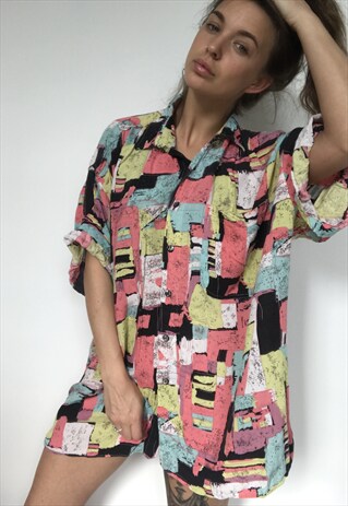 PATTERNED OVERSIZED RETRO VINTAGE UNISEX FESTIVAL SHIRT