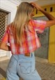 TIE FRONT BLOUSE IN PINK CHECK