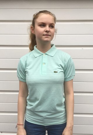 WOMENS VINTAGE 90S LACOSTE POLO SHIRT MINT GREEN TOP