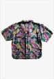 VINTAGE 80S WOMEN'S EQUIPE ABSTRACT FLORAL PRINT SHIRT