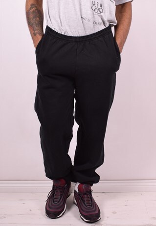 CHAMPION MENS VINTAGE TRACKSUIT TROUSERS W32 L31 BLACK 90'S