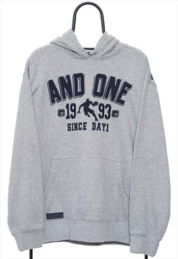 Vintage And One Basketball Spellout Grey Hoodie Womens