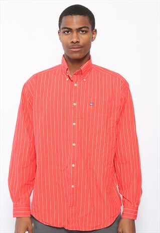VINTAGE TOMMY HILFIGER STRIPED BUTTON SHIRT RED