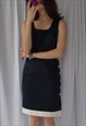 VINTAGE 90S MIDI SHEATH DRESS IN NAVY BLUE COLOUR BLOCK M