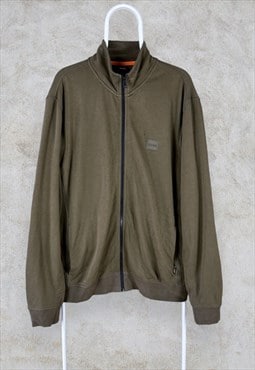 Hugo Boss Olive Green Track Bomber Jacket Sweatshirt Men XL