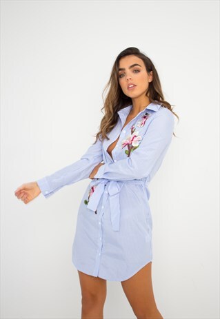 SPRING FLOWER SUMMER SHIRT DRESS TOP
