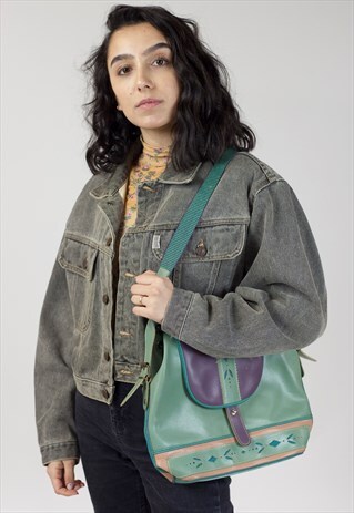 VINTAGE 90S MULTICOLOURED LEATHER HANDBAG