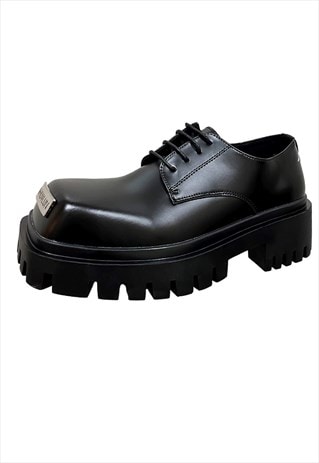 Square toe brogues platform loafers edgy chunky sole shoes