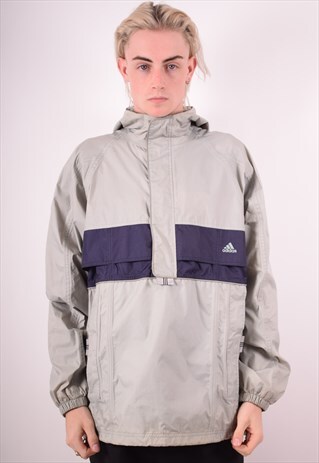 ADIDAS MENS VINTAGE PULLOVES JACKET MEDIUM GREY 90S