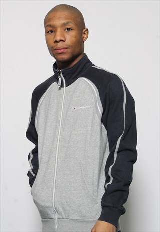 VINTAGE CHAMPION FULL ZIP LOGO SWEATSHIRT GREY