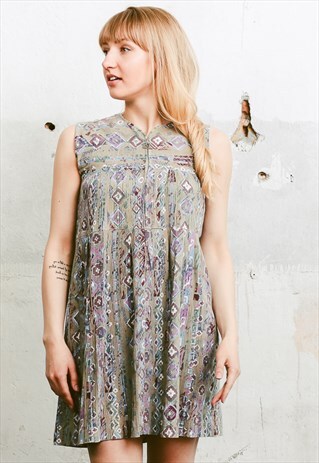 VINTAGE 90S AZTEC PRINT FESTIVAL DRESS