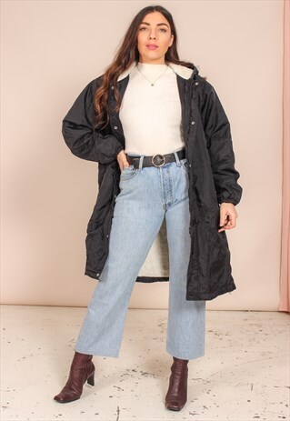 VINTAGE 90S LONG PADDED JACKET IN BLACK