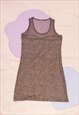 Vintage Fairy Mesh Dress Y2K Sheer Lace Mini in Brown