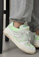 CHUNKY SOLE TRAINERS RETRO PATCH SNEAKERS SKATE SHOES GREEN