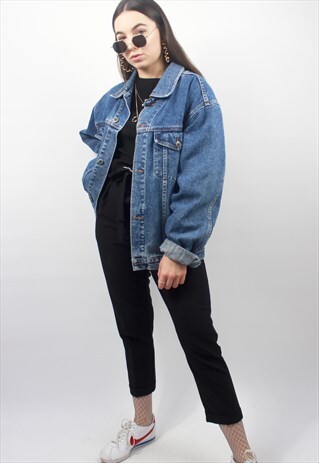 90'S RETRO BLUE OVERSIZED DENIM JACKET