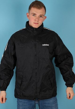 VINTAGE ADIDAS WINDBREAKER JACKET IN BLACK NJ519B