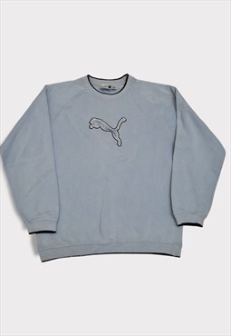 Vintage Puma Sweatshirt Jumper Baby Blue  