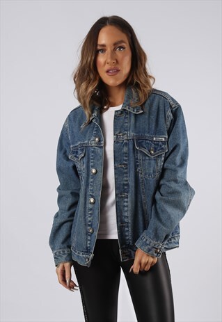 VINTAGE DENIM JACKET OVERSIZED FITTED UK 14 LARGE (C3W)