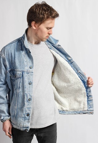 VINTAGE DENIM FLEECED LINED JACKET