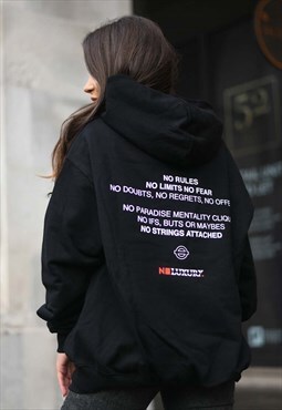 No Means No Oversized Black Hoodie - Woman