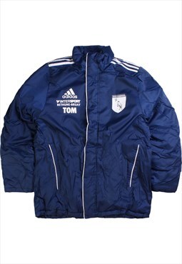 Vintage  Adidas Puffer Jacket Football Full Zip Up Navy Blue