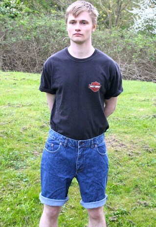 VINTAGE 90S LEVI'S DENIM CUT OFF SHORTS 35 WAIST - FESTIVAL
