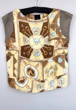 Les Copains 80's Baroque Vintage Sleeveless Blouse Yellow