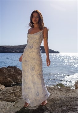 SheOdessa White and Blue Maxi Dress