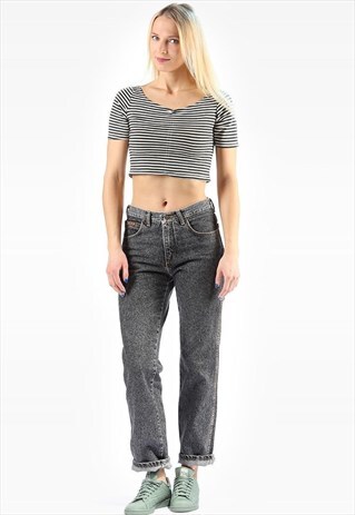 ACID WASH TAPERED WRANGLER JEANS FADED