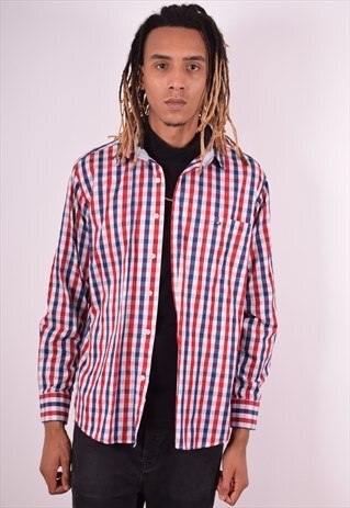 TOMMY HILFIGER MENS VINTAGE SHIRT LARGE MULTI CHECK 90S