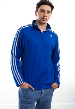 VINTAGE ADIDAS LOGO 1/4 ZIP JACKET 90S M 12.3