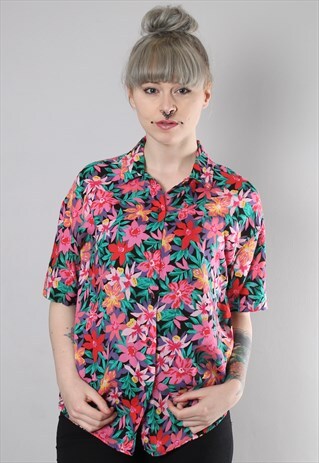 VINTAGE 80S FLORAL PATTERNED SHIRT