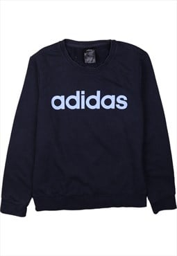 Vintage 90's Adidas Sweatshirt Spellout Crew Neck Navy