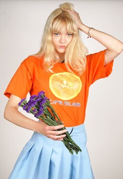 90s Orange Slice T-shirt (M) vintage fruit capri island top