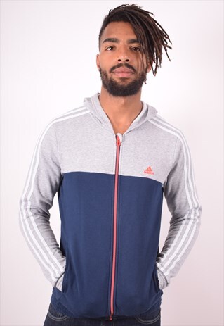 ADIDAS MENS VINTAGE HOODIE JACKET SMALL MULTI 90S