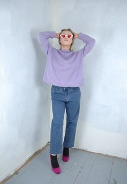 Vintage y2k cute crochet light knitted pastel jumper purple
