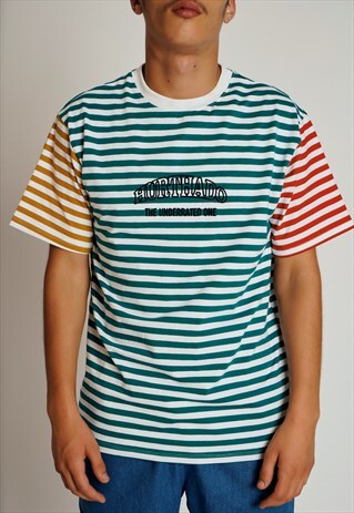 HANDMADE SHORT SLEEVED T-SHIRT IN MULTICOLOR STRIPES