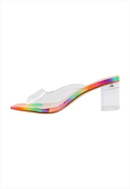 Rainbow Sandals Transparent Chunky Heel