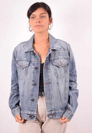 WOMENS VINTAGE DENIM JACKET LARGE BLUE 90S