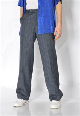 Vintage 70s Blue Grey Striped Pants